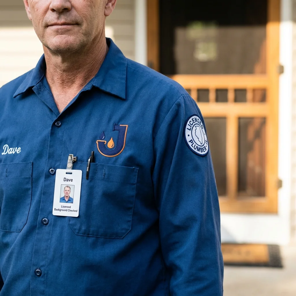 Licensed plumber showing ID badge in Rindge, NH