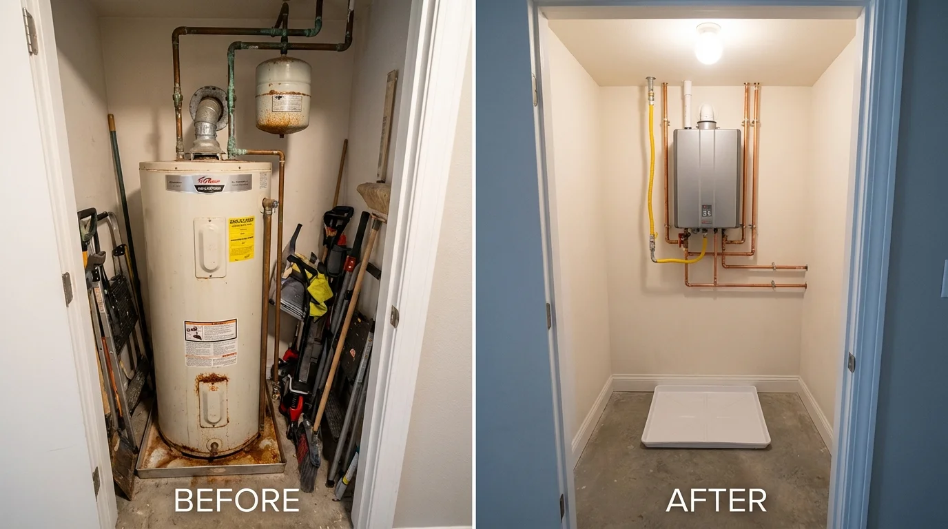 Tank water heater versus wall-mounted tankless unit comparison for Rindge, NH homeowners
